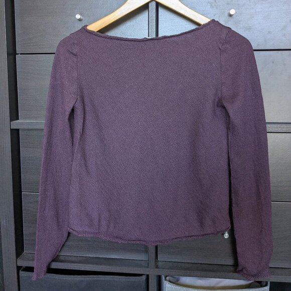 Vintage Miu Miu Cardigan Purple Tie Front Cropped Wool Silk Size 42 Small - Picture 3 of 10